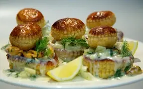 Mosselpasteitjes met venkel en dille