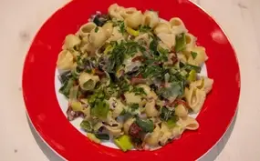 Romige prei-pasta