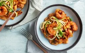 Tagliatelle met pittige garnalen