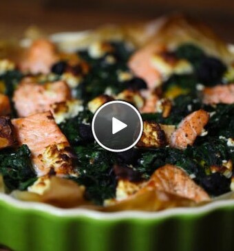 Zalmtaart met spinazie