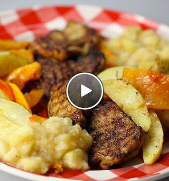 Gegrilde kip met aardappelwedges en zelfgemaakte appelmoes