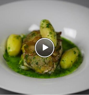 Gebakken grietfilet met basilicumolie