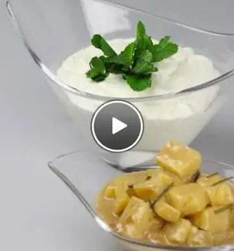 Gemarineerde ananas met vanillehangop