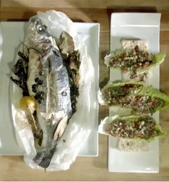 Zeebaars met basilicum en papillotte