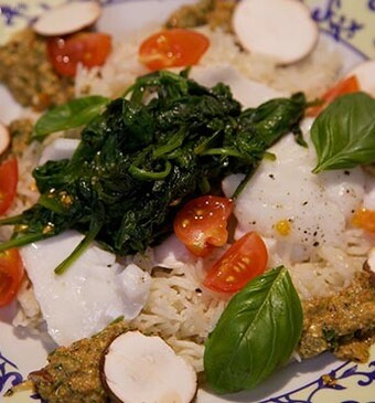 Kabeljauw met basmati-risotto