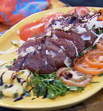 Tagliata di carne di renna (geroosterd rendiervlees en gnocci di patate)