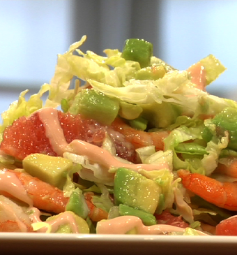 Avocado, grapefruit en garnalencocktail