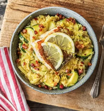 Orzo-risotto met roodbaarsfilet