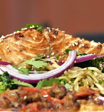 Zalm teriyaki met zelfgemaakte sambal