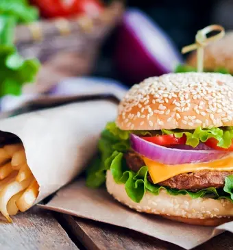 burger and fries