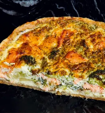 Quiche gerookte zalm-broccoli
