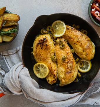 Gebakken citroenkip met aardappeltjes