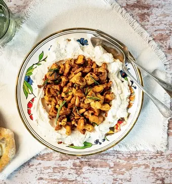 Paddenstoelen met ricotta