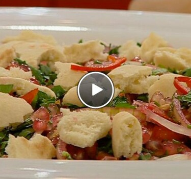Salade met gestoomde aubergine