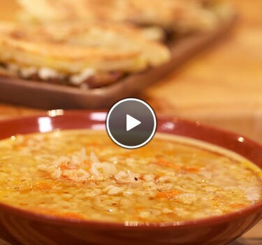 Gerstesoep met arganolie en anijszaad & tosti met vijgen en witte kaas