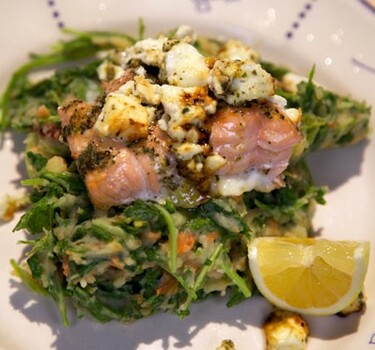 Raapstelenstamppot met Provençaalse zalm