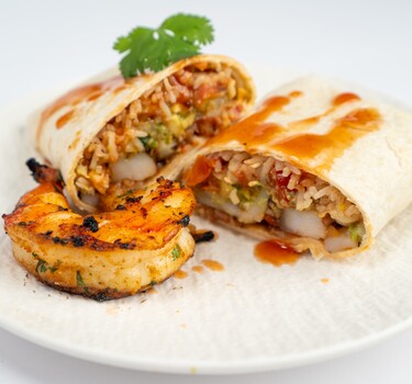 Burrito met garnaal van de BBQ