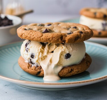 Chocolate chip ijskoekjes op schotel