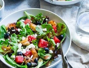 Gegrilde watermeloen salade met feta en waterkers Miniatuur