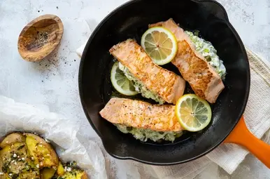 Gevulde zalm  met smashed potatoes