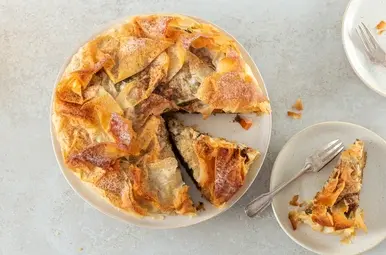 Bastilla met linzen en aubergine