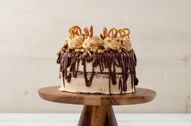chocoladetaart met pretzels