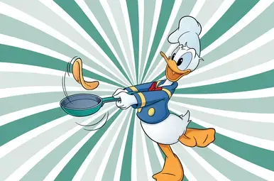 Donald Duck bakt pannenkoeken