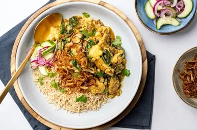 Gele curry met spinazie uit het programma Lekker Snel.