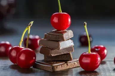 Zure kersen met chocolade.