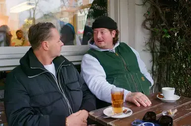 Perry en Fred op het terras