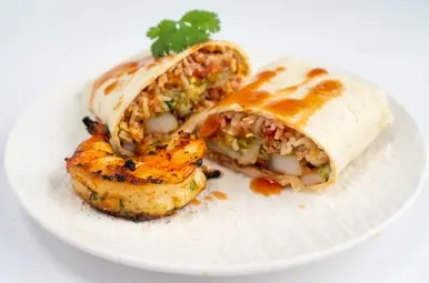Burrito met garnaal van de BBQ