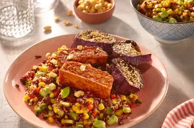 Zwarte-rijstsalade met tofu