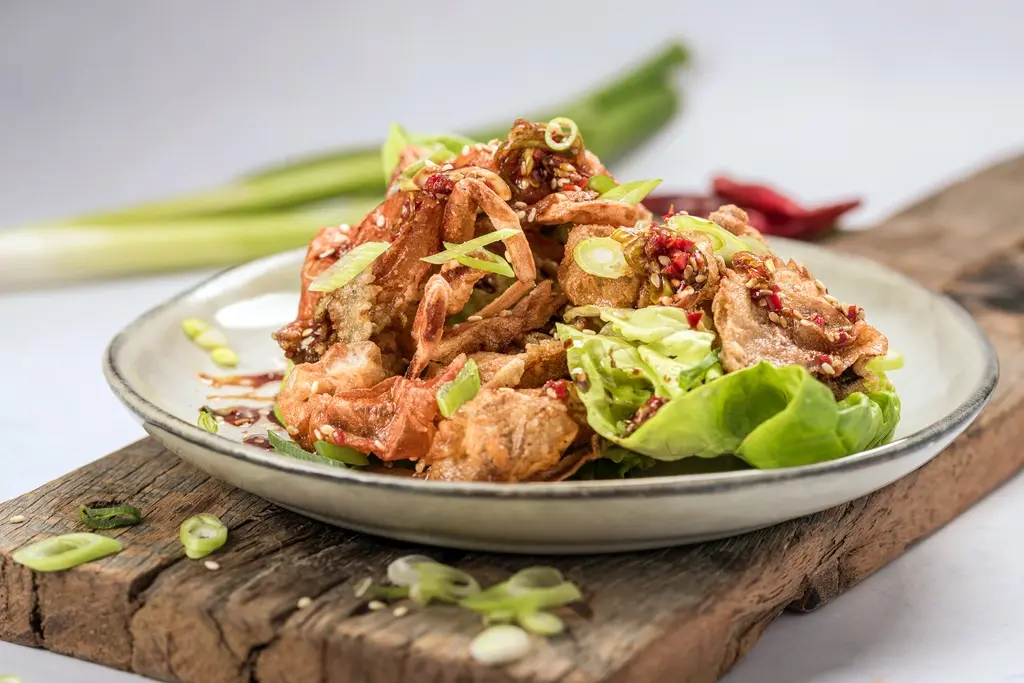 Gefrituurde softshell crab met Thaise dressing