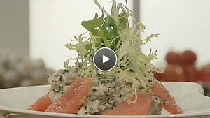 Artisjokbodem met krab en grapefruit