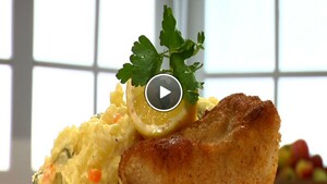 Snoekbaars met aardappelsalade
