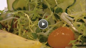 Omelet met salade van gemarineerde courgette
