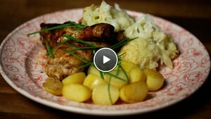 Bloemkool met geitenkaas en drumsticks