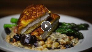 Kip piccata met aubergine-tomatensaus