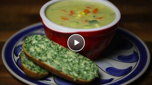 Aardappelcrème soep met worst