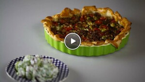 Spruitjesquiche met kerstomaten