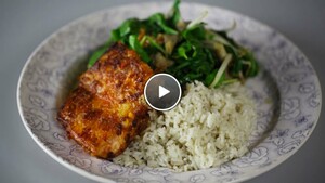 Spicy zeewolf met oosterse spinazie