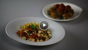 Tofu, tomaten en shii-takes