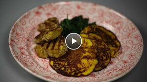 Pompoenpannenkoekjes met gegrilde varkenshaas