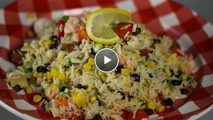 Caribische rijstschotel