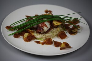Gebakken zeeduivelfilet in parmaham