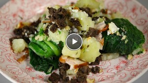 Gegratineerde Romeinse sla met geitenkaas