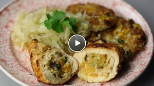 Gevulde kipfilet met rijstkoekjes