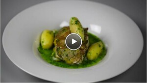 Gebakken grietfilet met basilicumolie