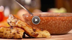 Watergruwel met wentelteefjes sandwich