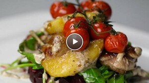 Salade van kwartel, morille dressing